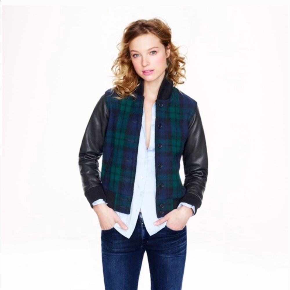 J. Crew Varsity Plaid Bomber Jacket S